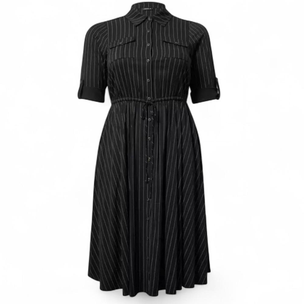 New Torrid Challis Pinstripe Midi Shirt Dress - Picture 8 of 8